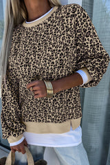 Parchment Leopard Print Crew Neck Sweatshirt Sweatshirts & Hoodies JT's Designer Fashion
