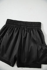 Black Elastic High Waist Pocketed Casual Shorts Casual Shorts JT's Designer Fashion