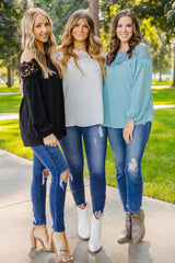Black Blooming Lace Off The Shoulder Top Blouses & Shirts JT's Designer Fashion