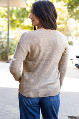 Khaki Star Pattern Drop Shoulder Sweater Sweaters JT's Designer Fashion
