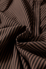 Brown Stripe V Neck Roll Up Sleeve Pocket Patched Classic Shirt Blouses & Shirts JT's Designer Fashion