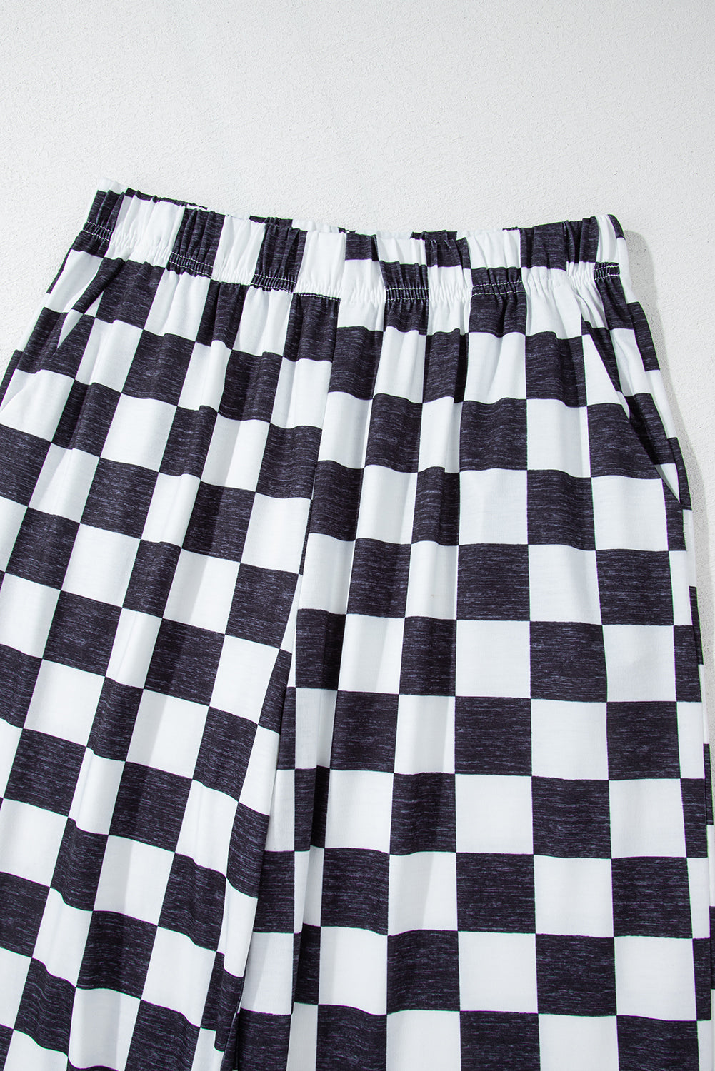 Black 2-Tone Checked Print High Waist Wide Leg Pants Pants & Culotte JT's Designer Fashion