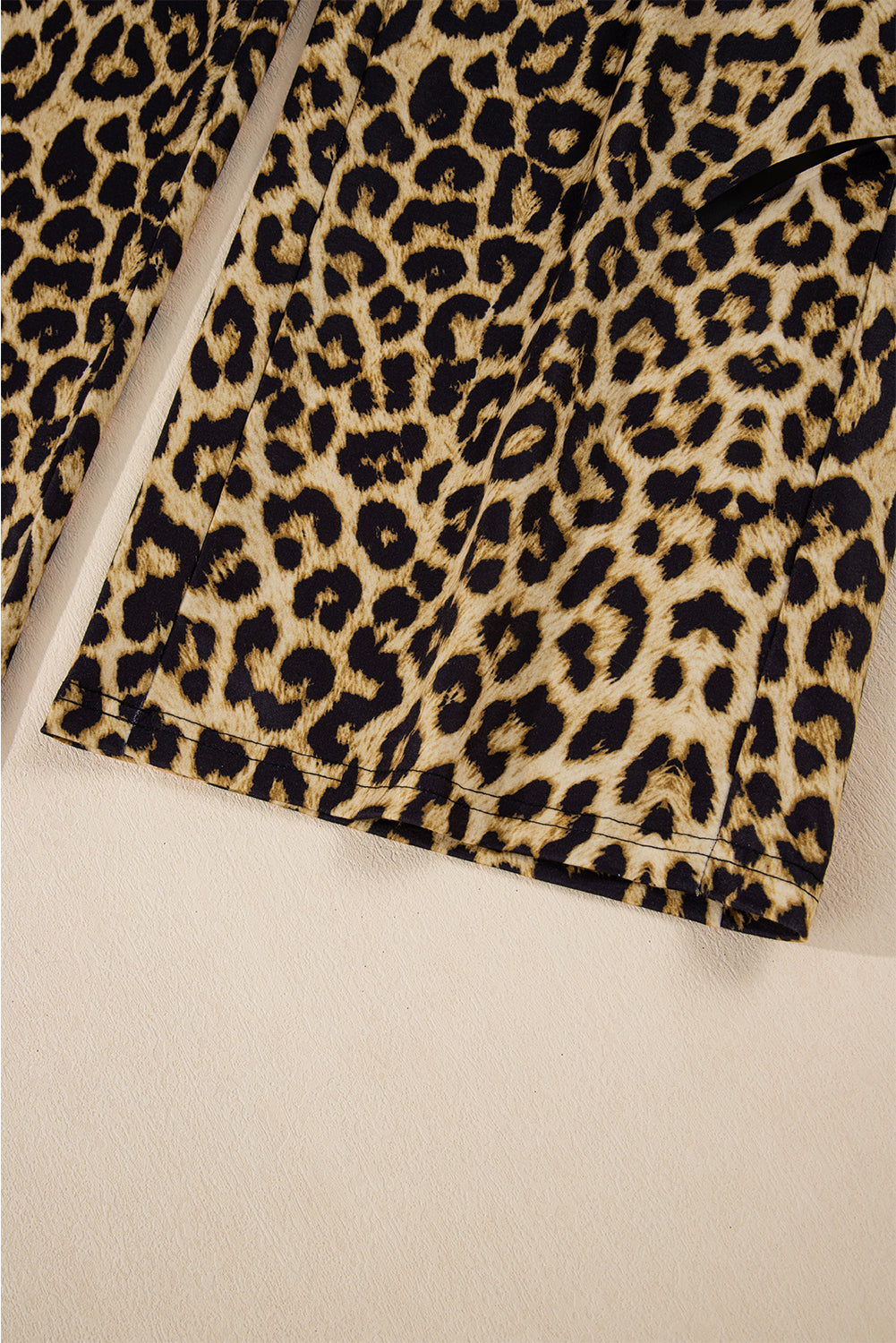 Brown Leopard Print Bow Tie Drawstring Elastic Waist Loose High Waist Pants Pants & Culotte JT's Designer Fashion
