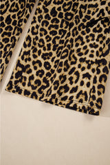 Brown Leopard Print Bow Tie Drawstring Elastic Waist Loose High Waist Pants Pants & Culotte JT's Designer Fashion