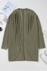 Seagrass Waffle Knit Drop Shoulder Open Front Pocketed Plus Size Cardigan Plus Size Sweaters & Cardigans JT's Designer Fashion