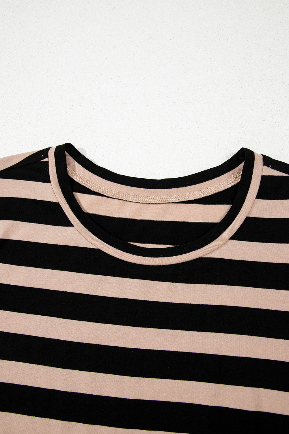 Black Stripe Casual Round Neck T-shirt Maxi Dress with Pockets T Shirt Dresses JT's Designer Fashion