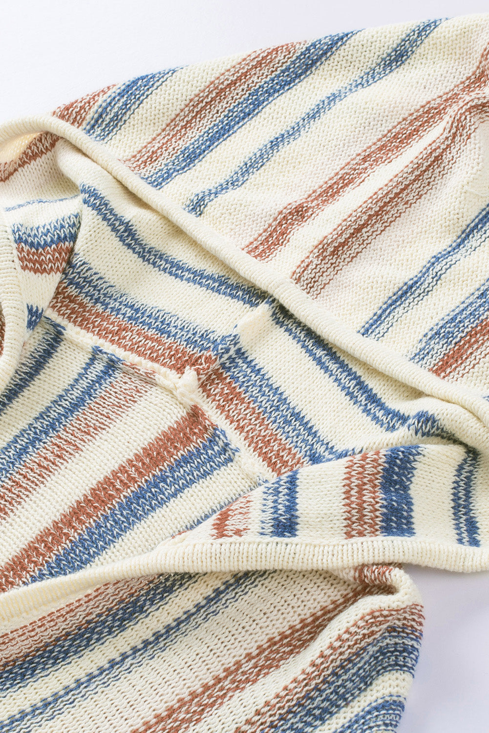 Multicolor Striped Knit Kangaroo Pocket Hooded Sweater Sweaters & Cardigans JT's Designer Fashion
