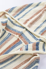Multicolor Striped Knit Kangaroo Pocket Hooded Sweater Sweaters & Cardigans JT's Designer Fashion