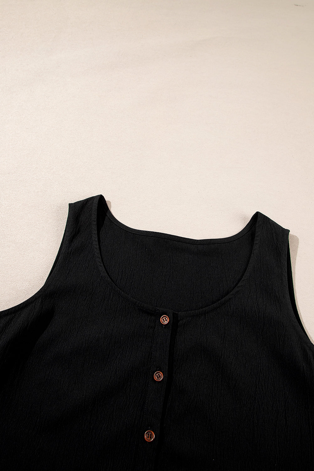 Black Plus Size Sleeveless Button Front Loose Jumpsuit Plus Size Bottoms JT's Designer Fashion