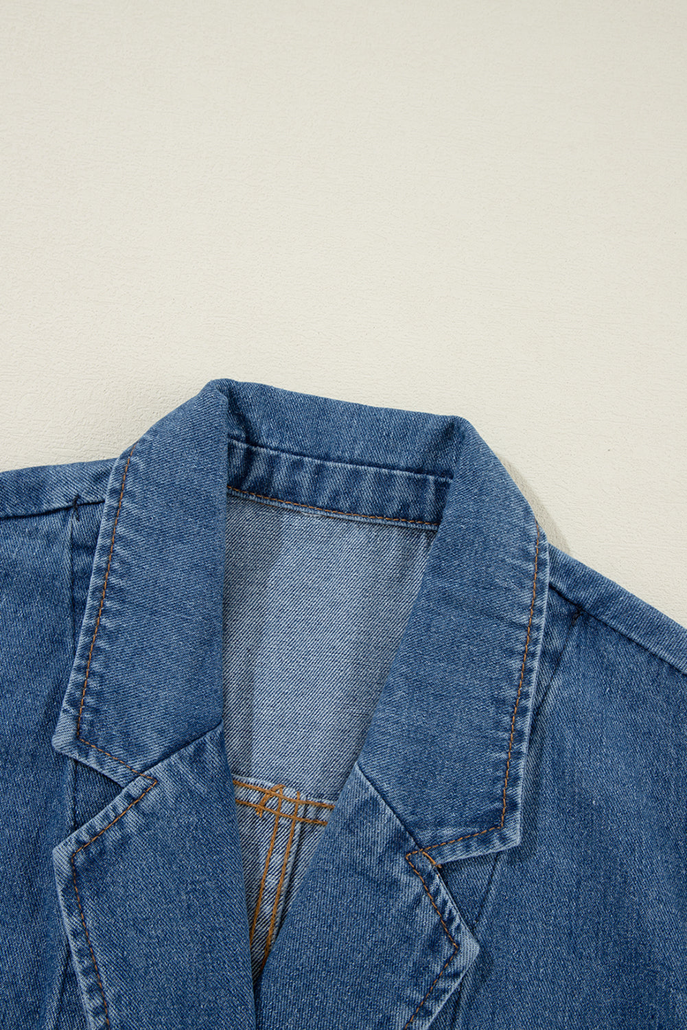 Sail Blue Side Pockets Lapel Collar Denim Jacket Denim Jackets JT's Designer Fashion