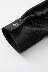 Black Houndstooth Corduroy Patchwork Flap Pocket Shacket Jackets JT's Designer Fashion