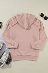 Fushia Solid Color Rivet Stud Raglan Sleeve Hoodie with Pocket Sweatshirts & Hoodies JT's Designer Fashion