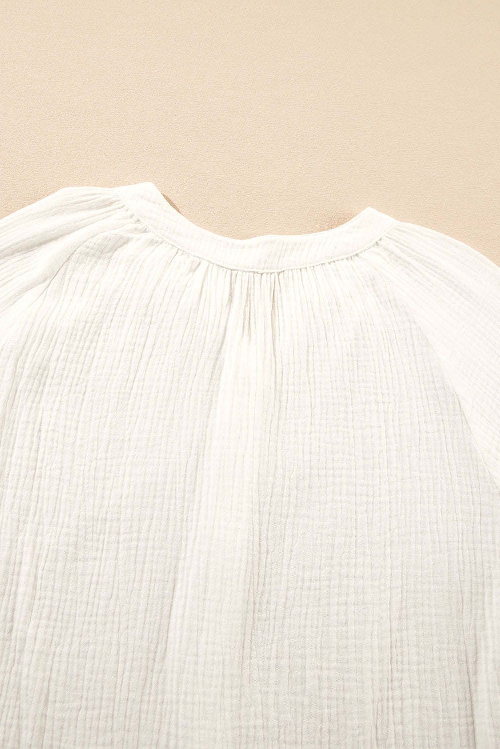 White Embroidered Textured Buttoned Crew Neck Shirt Blouses & Shirts JT's Designer Fashion