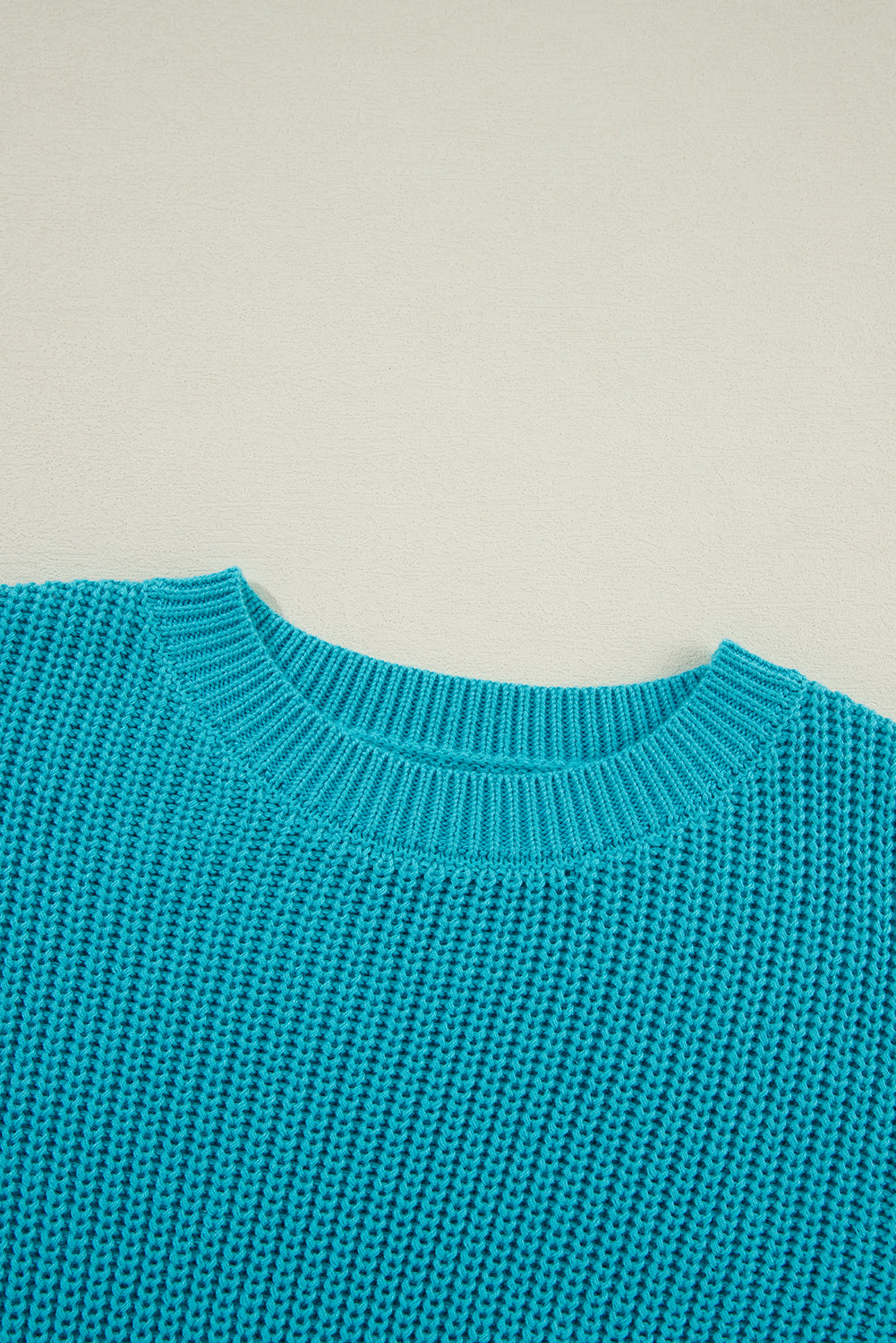 Turquoise Ruffled Eyelet Bubble Sleeve Sweater Sweaters JT's Designer Fashion