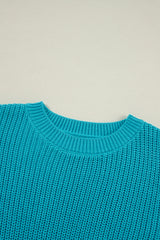Turquoise Ruffled Eyelet Bubble Sleeve Sweater Sweaters JT's Designer Fashion