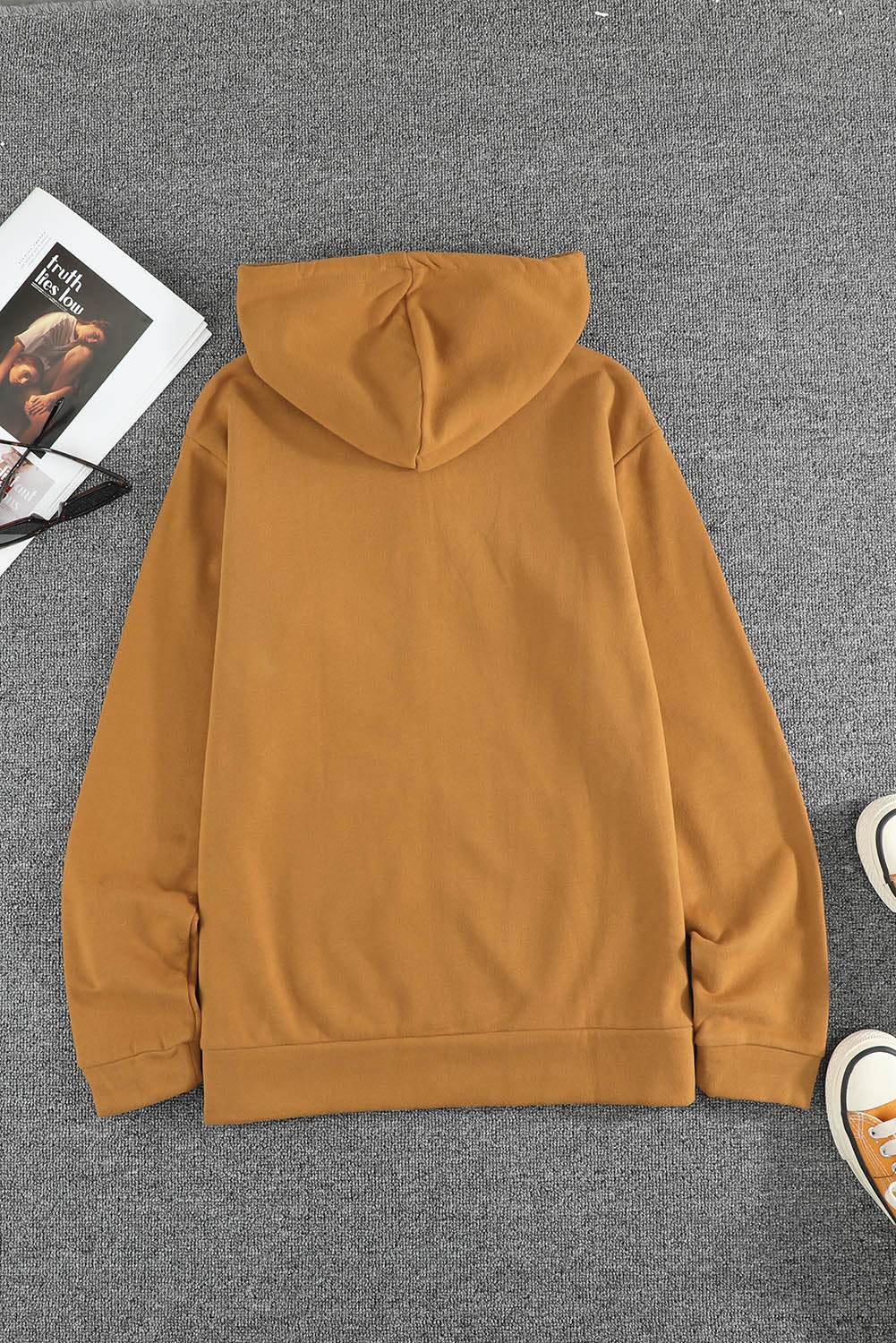 Brown Zip-Up Pocket Drawstring Hoodie Jacket Jackets JT's Designer Fashion