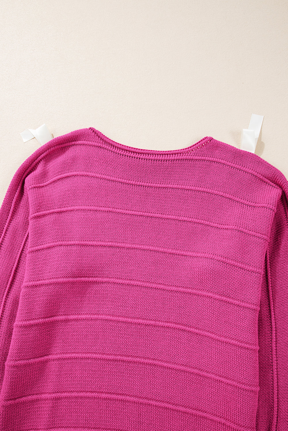 Rose Red Bow Knot Cut Out Round Neck Loose Sweater Sweaters JT's Designer Fashion