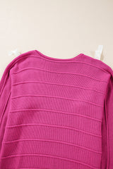 Rose Red Bow Knot Cut Out Round Neck Loose Sweater Sweaters JT's Designer Fashion