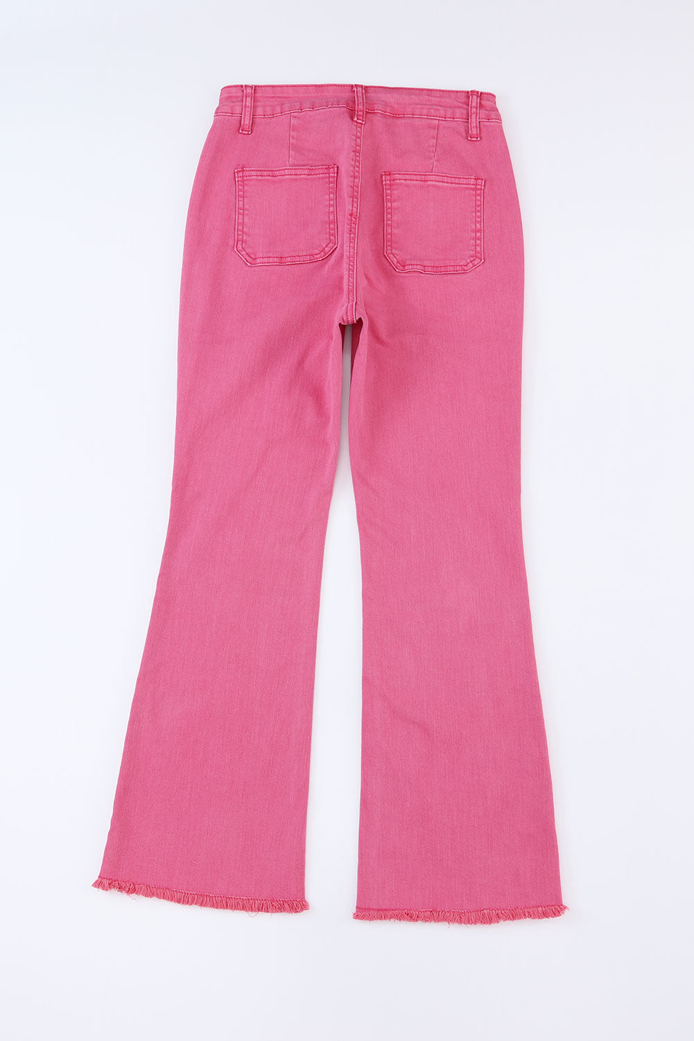 Pink Ankle-length Flare Leg Raw Hem Jeans Jeans JT's Designer Fashion