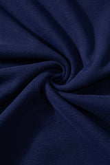 Navy Blue Solid O Neck High Low Hem Pullover Sweatshirt Sweatshirts & Hoodies JT's Designer Fashion