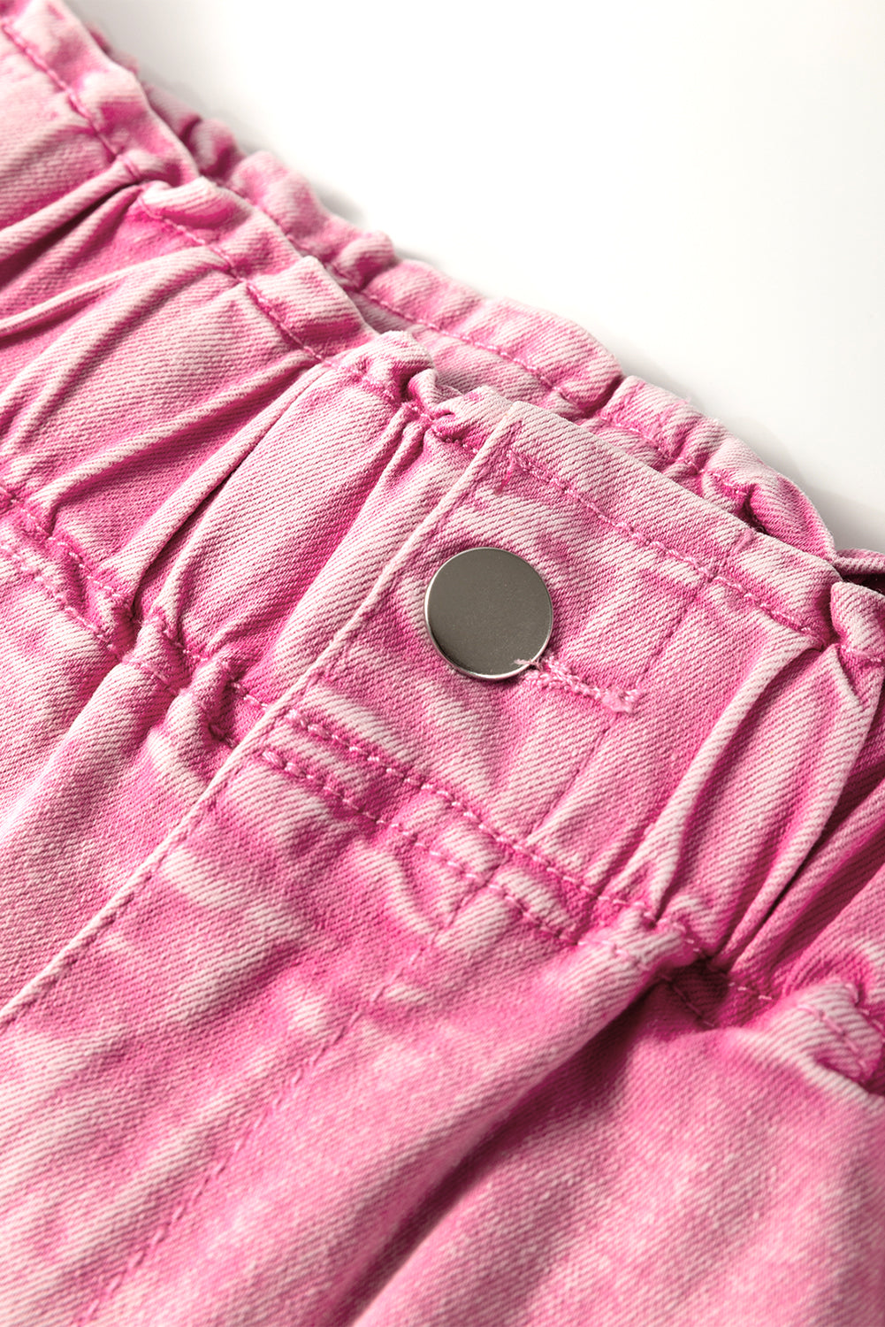 Strawberry Pink Elastic High Waisted Denim Shorts Denim Shorts JT's Designer Fashion