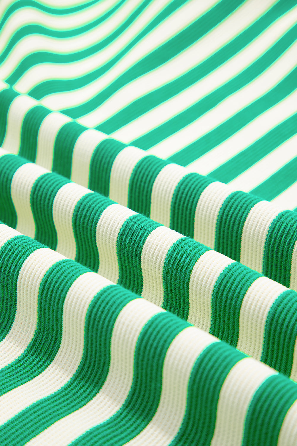Green Stripe Print Contrast Collar Split Neck Flutter Sleeve Short Dress Mini Dresses JT's Designer Fashion