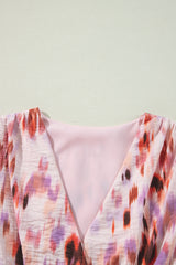 Pink Abstract Printed Flutter Sleeve Daring Cutout Long Dress Maxi Dresses JT's Designer Fashion