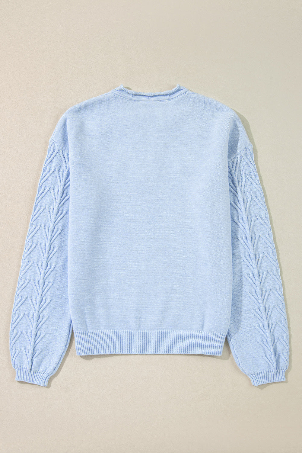 Beau Blue Flower Detail Knitted Notched Neck Sweater Sweaters JT's Designer Fashion