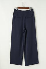 Dirty blue Dual Buttoned High Waist Pleated Wide Leg Pants Pants & Culotte JT's Designer Fashion