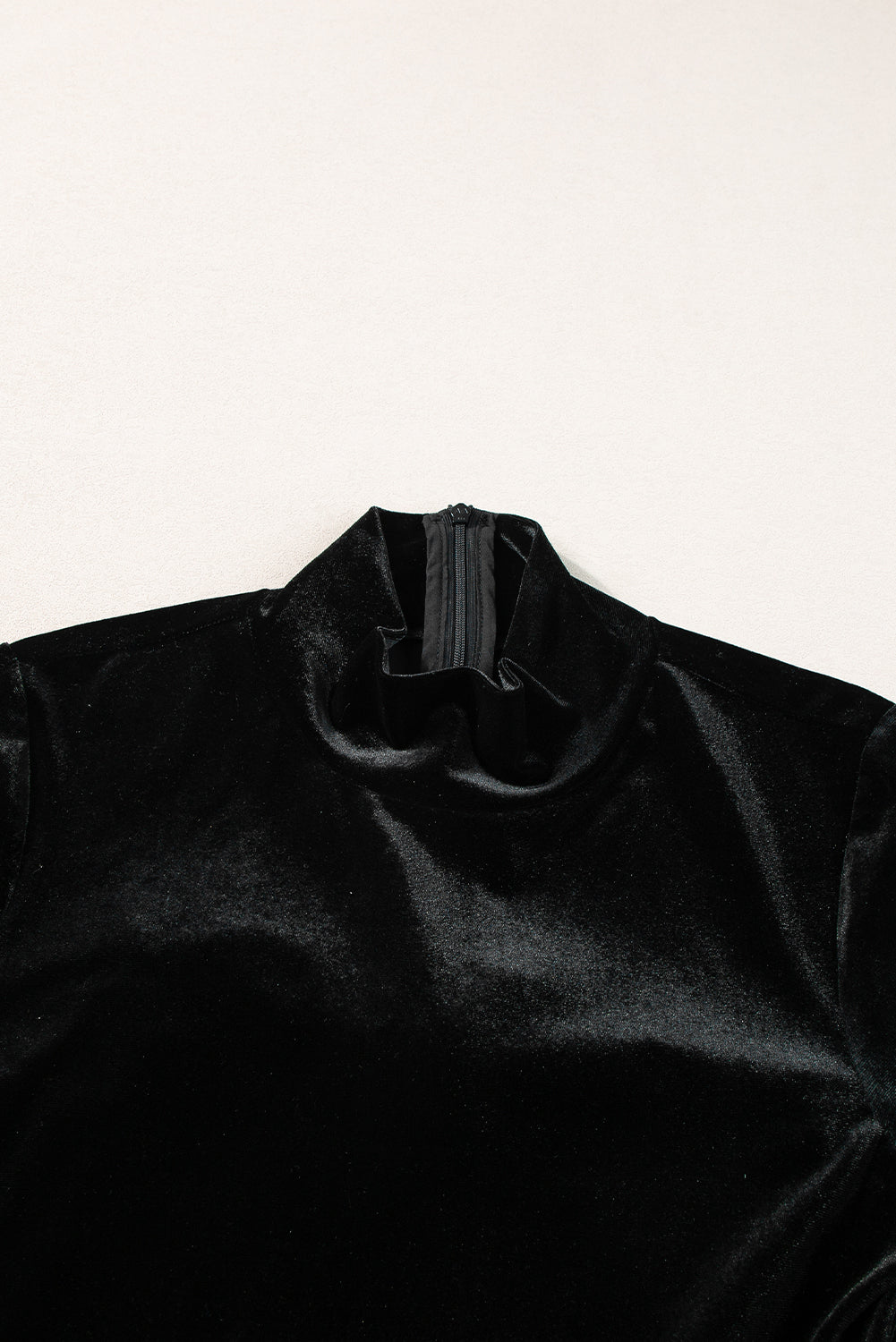 Black Velvet High Neck Tiered Ruffle Mini Dress Mini Dresses JT's Designer Fashion