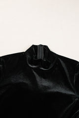 Black Velvet High Neck Tiered Ruffle Mini Dress Mini Dresses JT's Designer Fashion