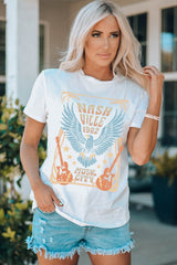 White NASHVILLE 1982 MUSIC CITY Casual T Shirt Graphic Tees JT's Designer Fashion