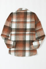Brown Plaid Flap Pockets Shacket Plaid Shackets JT's Designer Fashion