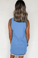 Myosotis Color Contrast Trim V Neck Shift Sleeveless Mini Dress Dresses JT's Designer Fashion