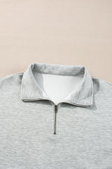 Light Grey Stand Neck Zipped Sweatshirt and Shorts Set Short Sets JT's Designer Fashion