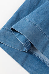 Dusk Blue Mineral Wash Button Fly Waist Wide Leg Jeans Jeans JT's Designer Fashion