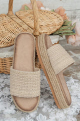 White Boho Woven Non-slip Wedge Slippers Slippers JT's Designer Fashion