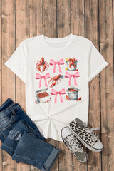White Crawfish Boil Bow Graphic Crewneck Tee Graphic Tees JT's Designer Fashion