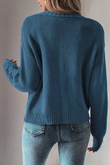 Real Teal Open Knit V Neck Button Front Drop Shoulder Plus Size Cardigan Plus Size Sweaters & Cardigans JT's Designer Fashion