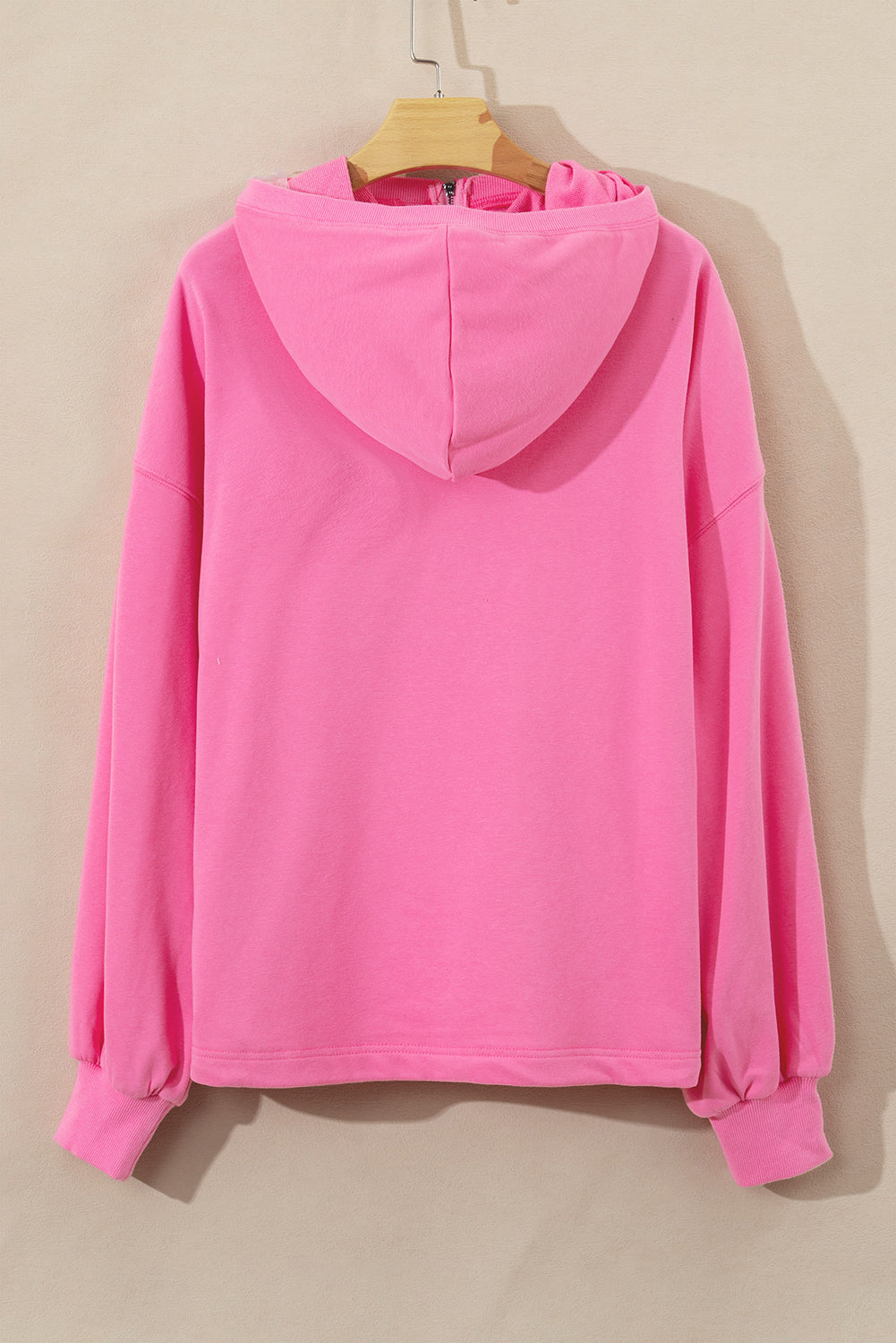 Bonbon Solid Kangaroo Pocket Half Zipper Oversized Hoodie Sweatshirts & Hoodies JT's Designer Fashion