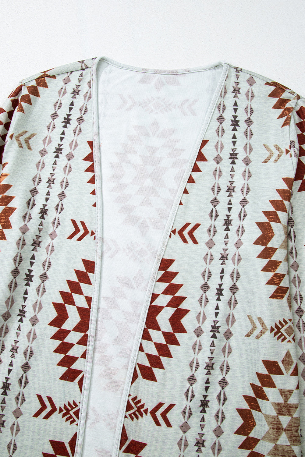 Brown Western Aztec Printed Open Front Long Cardigan Cardigans JT's Designer Fashion