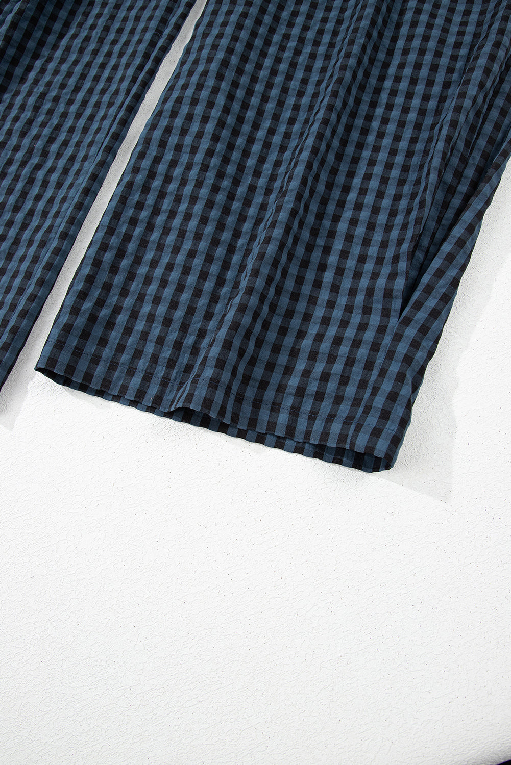 Sail Blue Plaid Print Buttoned Pocketed High Waist Overall Jumpsuits & Rompers JT's Designer Fashion