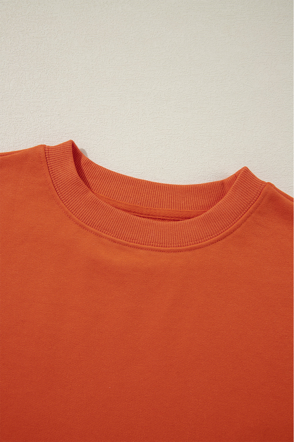 Orange Plain Drop Shoulder Crewneck Pullover Sweatshirt Sweatshirts & Hoodies JT's Designer Fashion