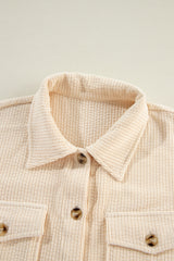 Oatmeal Corduroy Flap Pocket Button Up Shacket Jackets JT's Designer Fashion