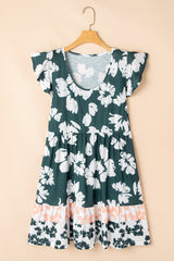 Floral Print Ruffle Sleeve Empire Waist Mini Dress Mini Dresses JT's Designer Fashion