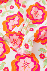 Rose Floral Printed Ruffled Long Sleeve Blouse Blouses & Shirts JT's Designer Fashion