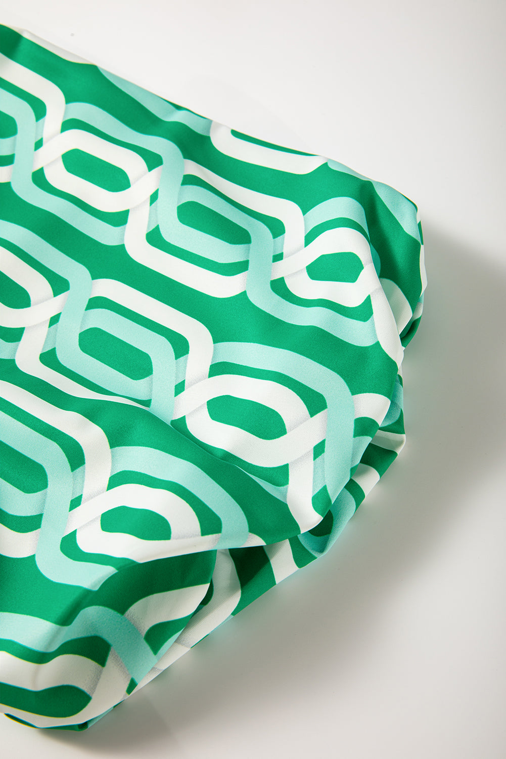 Bright Green Abstract Patterned V Neck Puff Short Sleeve Mini Dress Mini Dresses JT's Designer Fashion