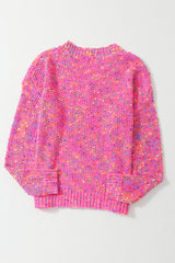 Dark Pink Colorful Spots Knitted V Neck Casual Sweater Sweaters & Cardigans JT's Designer Fashion