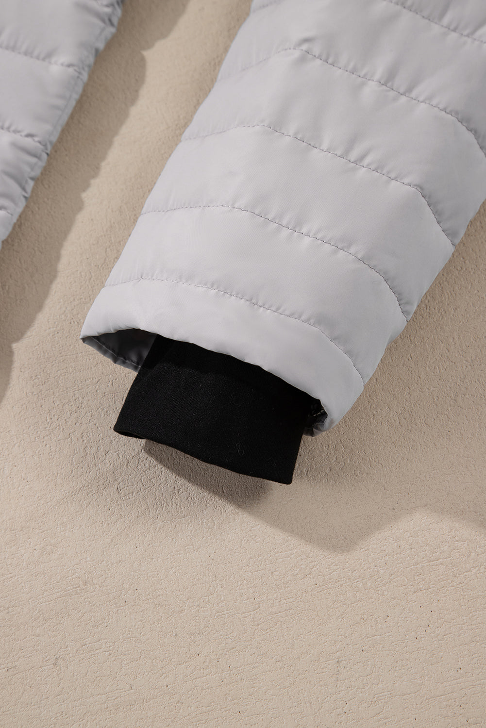 Silvery Solid Color Quilted Zip-up Puffer Jacket Jackets JT's Designer Fashion