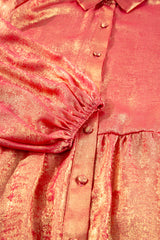 Peach Blossom Metallic Balloon Sleeve Shirt Plus Size Mini Dress Plus Size Mini Dresses JT's Designer Fashion